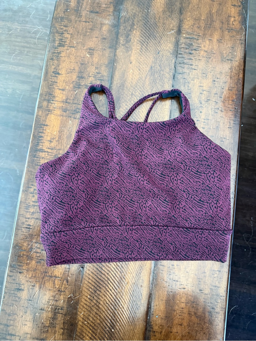 BuffBunny Black Sports Bra with Deep Plum Trim